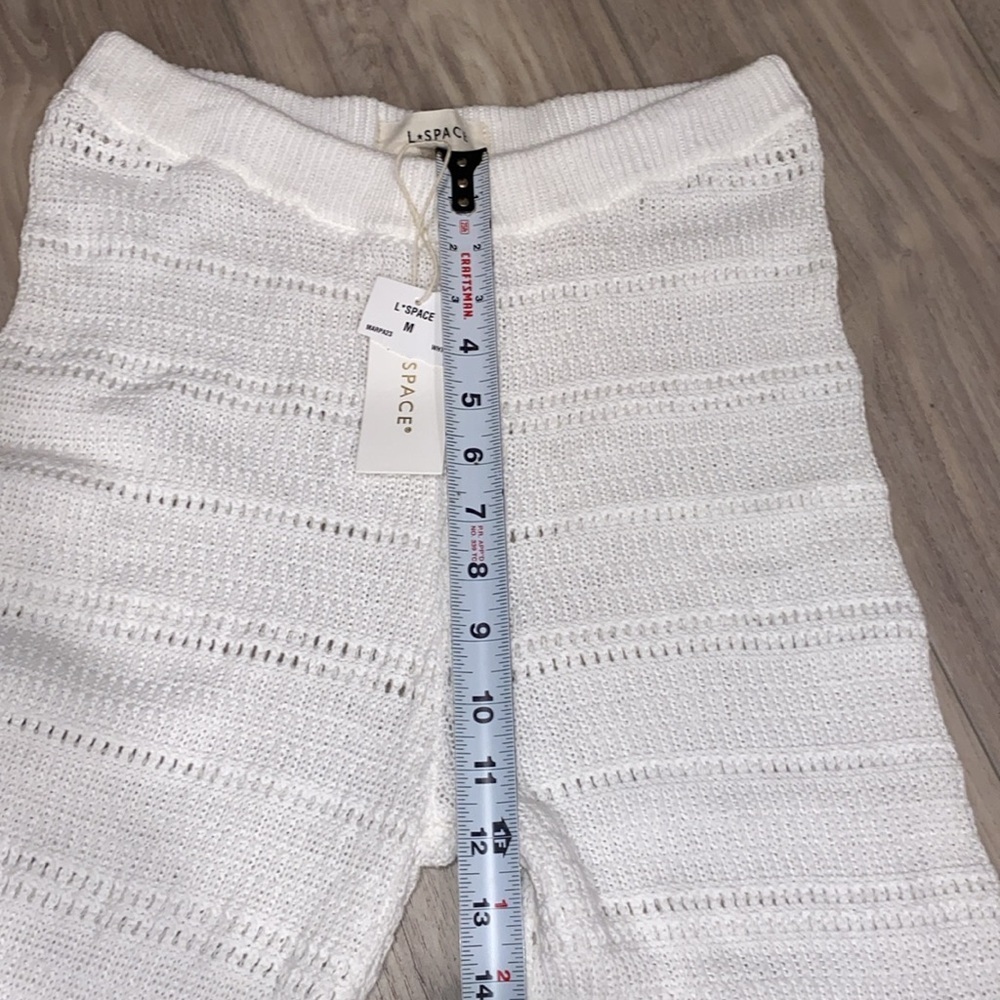 L*Space Ivory Knit Pants Marbella Crocheted Cover-Up Pants, 100% Cotton SizeM - Picture 9 of 16